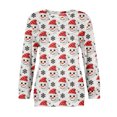 thumbnail image 1 of Women's Casual Long Sleeve Round Neck Sweatshirt Fit Pleated Top with Christmas Print for Fashionable Holiday Outfits and Comfortable Wear,Watermelon Red,2XL, 1 of 6