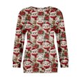 thumbnail image 1 of Women's Casual Long Sleeve Round Neck Sweatshirt Fit Pleated Top with Christmas Print for Fashionable Holiday Outfits and Comfortable Wear,Red,L, 1 of 6