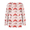 thumbnail image 1 of Women's Casual Long Sleeve Round Neck Sweatshirt Fit Pleated Top with Christmas Print for Fashionable Holiday Outfits and Comfortable Wear,Red,S, 1 of 6