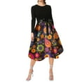 thumbnail image 1 of Women's Casual Long Sleeve Round Neck Zip Up Dress With Festival Print For Parties And Everyday Wear, 1 of 2