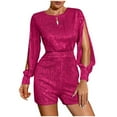 thumbnail image 1 of Women's Casual Long Sleeve Sequins Jumpsuit Stylish Comfortable Elegant Fashionable Outfit Versatile, 1 of 2