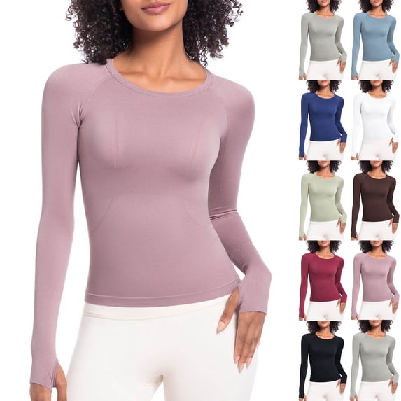 Women's Casual Long Sleeve Solid Color Top Shirt Blouse Crewneck Loose Fit Soft Breathable for Yoga Sports Travel Loungewear Fashion Essential Gift for Women | CSEONE,White XL