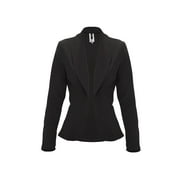 MOA COLLECTION Women's Casual Long Sleeve Solid Open Front Blazer Jacket