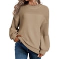 thumbnail image 1 of Women's Casual Long Sleeve Sweaters Loose Crewneck Knit Solid Pullover Sweater Jumper Tops, 1 of 4