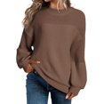 thumbnail image 1 of Women's Casual Long Sleeve Sweaters Loose Crewneck Knit Solid Pullover Sweater Jumper Tops, 1 of 6