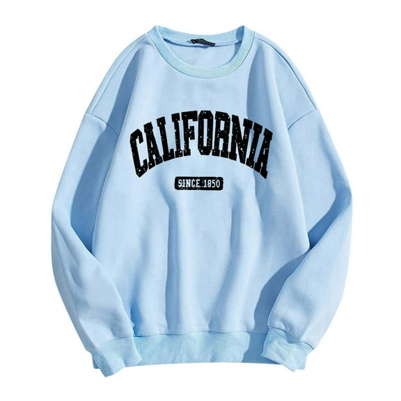 Women's Casual Long Sleeve Sweatshirts Crew Neck Letter Printed Tops Fall Fashion Shirts Trendy 2025