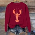thumbnail image 1 of Women's Casual Long Sleeve Sweatshirts Lobster Printed Crew Neck Pullover Comfy Tops Fall Fashion Outfits Winter Clothes 2025, 1 of 3