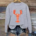 thumbnail image 1 of Women's Casual Long Sleeve Sweatshirts Lobster Printed Crew Neck Pullover Comfy Tops Fall Fashion Outfits Winter Clothes 2025, 1 of 4
