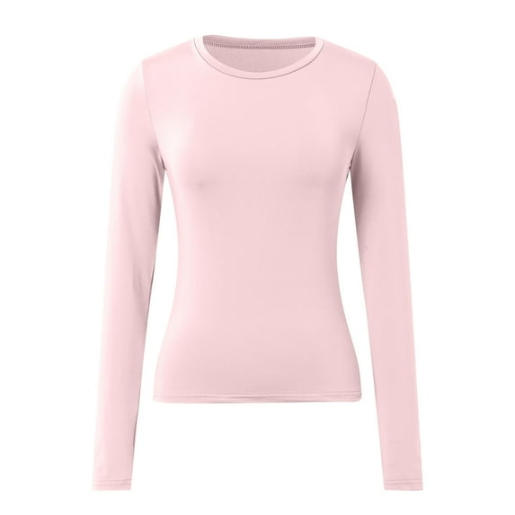 Women's Casual Long Sleeve T Shirt Solid Color Slim Fit Base Top Women Shirts Workout Womens Oversized Tee Shirts under Scrub Women Long Sleeve Shirts Womens Short Sleeve Athletic Tops Womens Long