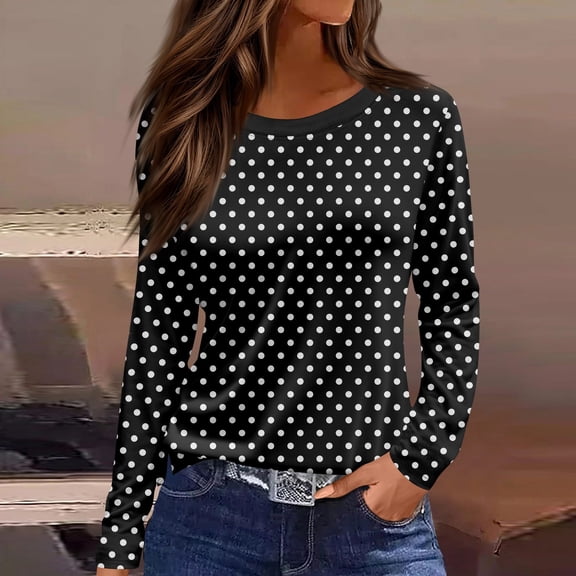 Women's Casual Long Sleeve T-Shirts Round Neck Cute Tunic Tops Basic Tees Blouses Business Work Tee TopBlack 2XL