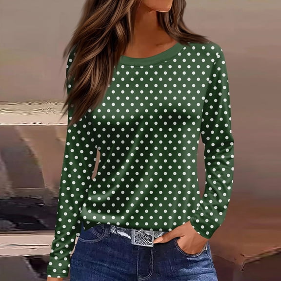 Women's Casual Long Sleeve T-Shirts Round Neck Cute Tunic Tops Basic Tees Blouses Business Work Tee TopDark Green M