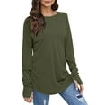 thumbnail image 1 of Women's Casual Long Sleeve Tops Crew Neck Round Hem Loose T Shirts Tunic Tops With Thumb Holes Turtle Neck Top for Women Exercise Shirts Women Pack Oversized Tee Shirts for Women Womens Bulk Casual, 1 of 5