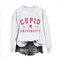 thumbnail image 1 of Women's Casual Long Sleeve Tops Cute Printed Round Neck Cozy Loose Pullover Sweatshirts for Spring Valentine's Gift(White,M), 1 of 5