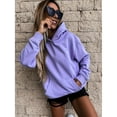 thumbnail image 1 of Women's Casual Long Sleeve Tops Pure Color Pullover Hooded Sweatshirts, 1 of 2
