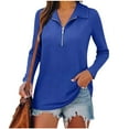 thumbnail image 1 of Women's Casual Long Sleeve Tops V Neck T Shirts Quarter Zip Solid Color Collared Polo Shirts Soft Lightweight Top, 1 of 2
