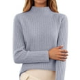 thumbnail image 1 of Women's Casual Long Sleeve Turtleneck Pullover Sweaters Ribbed Knit Women's Grey Sweater Soft Womens Cozy Sweaters, 1 of 4