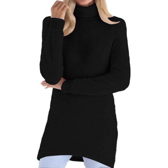 Women's Casual Long Sleeve Turtleneck Sweaters Pullover Fitted Long Black Sweater for Women Warm Sweater for Women