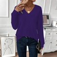 thumbnail image 1 of Women's Casual Long Sleeve V Neck Lightweight Knitted Sweaters Loose Fit Plus Size Tunic Tops, 1 of 4