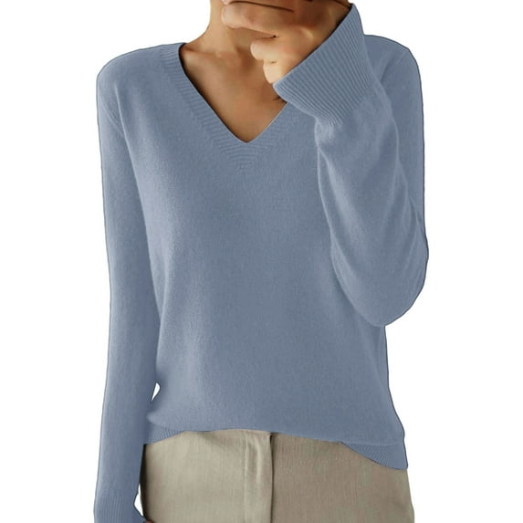 Women's Casual V Neck Long Sleeve Sweaters =Pullover Winter Warm Knitted Sweater Jumper Tops Blouse Gifts