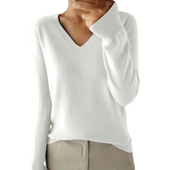 Women's Casual V Neck Long Sleeve Sweaters =Pullover Winter Warm Knitted Sweater Jumper Tops Blouse Gifts