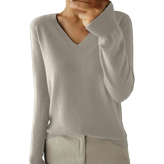 Women's Casual V Neck Long Sleeve Sweaters =Pullover Winter Warm Knitted Sweater Jumper Tops Blouse Gifts