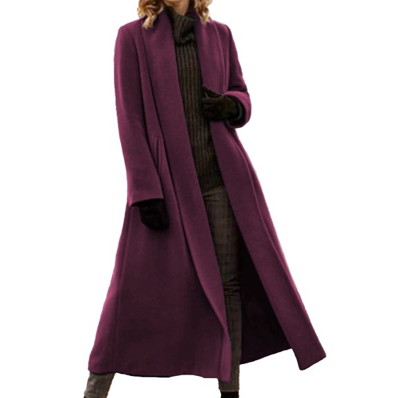 Women's Casual Long Sleeve Wool Trench Coat Fashion Outerwear Lightweight Comfortable Stylish Versatile