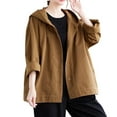 thumbnail image 1 of Women's Casual Long Sleeves Hooded Jackets Button Down Lightweight Oversized Coat with Pockets, 1 of 5