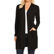 MOA COLLECTION Women's Casual Long Sleeves Side Pockets Solid Cardigan