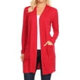 thumbnail image 1 of Women's Casual Long Sleeves Side Pockets Solid Cardigan, 1 of 3