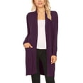 thumbnail image 1 of Women's Casual Longs Sleeves Side Pockets Loose Fit Basic Open Front Solid Cardigan, 1 of 4