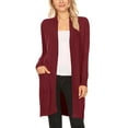 thumbnail image 1 of Women's Casual Longs Sleeves Side Pockets Loose Fit Basic Open Front Solid Cardigan, 1 of 4