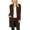 thumbnail image 1 of Women's Casual Longs Sleeves Side Pockets Loose Fit Basic Open Front Solid Cardigan, 1 of 4