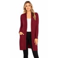 thumbnail image 1 of Women's Casual Long Sleeve Open Front Solid Cardigan with Side Pockets, 1 of 5
