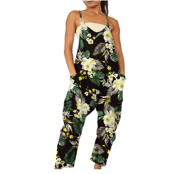 Women's Casual Loose Baggy Pocket Jumpsuit Fashion Playsuit Trousers Overalls Sling Jumpsuit