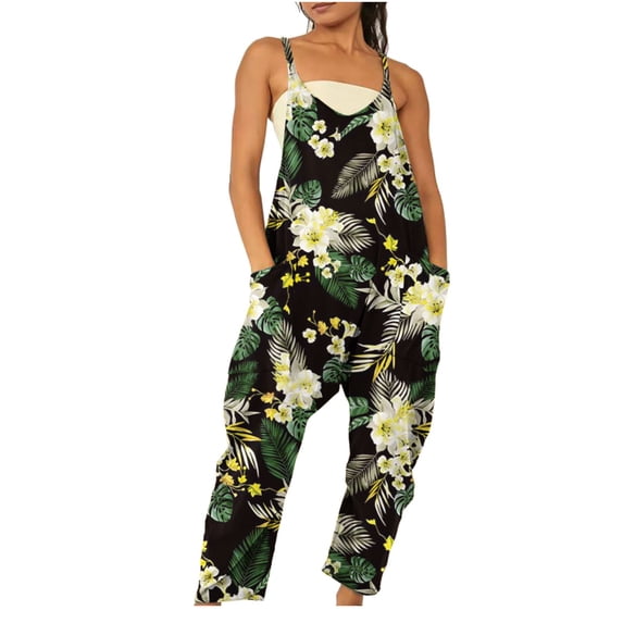 Women's Casual Loose Baggy Pocket Jumpsuit Fashion Playsuit Trousers Overalls Sling Jumpsuit