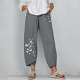 thumbnail image 1 of Women's Casual Loose Cotton and Linen Butterfly Printed Wide-Leg Pants, 1 of 1