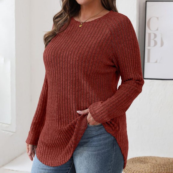 Women's Casual Loose Crew Neck Top With High Low Arc Hem Womens Tops plus Size plus Size Long Sleeve T Shirts for Women Womens Dress Tops for Women plus Size 4x Tee Shirts for Women plus Size Western