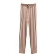 thumbnail image 1 of Women's Casual Loose Drawstring High Waist Pants Solid Comfy Stretchy Drape Loungewear Pants, 1 of 3