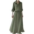 thumbnail image 1 of ZQUUVOU Women's Casual Loose Dress Long Sleeved Lapel Callor Casual Shirt Long Skirt Dress Olive Green, 1 of 2