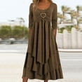 thumbnail image 1 of Women's Casual Loose Dress Women's Long Sleeve Dress Casual Crewneck Loose Flowy Ruched Dresses Party Gowns for Women Dress for Women Small Day Dresses for Women Summer Dress for The Beach Mature, 1 of 3