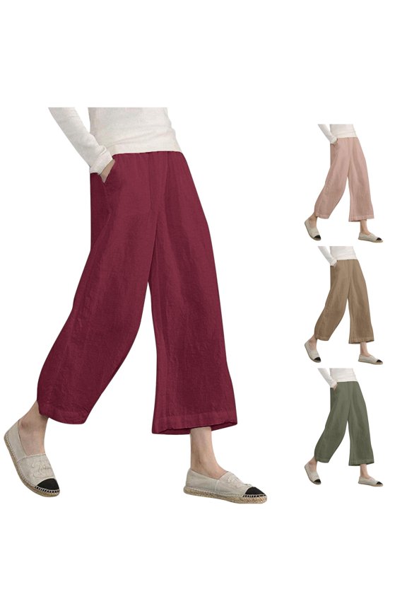 Women's Casual Loose Elastic Waist Trousers Point Wide Leg Pants Casual Pants for Women for Work plus Size M