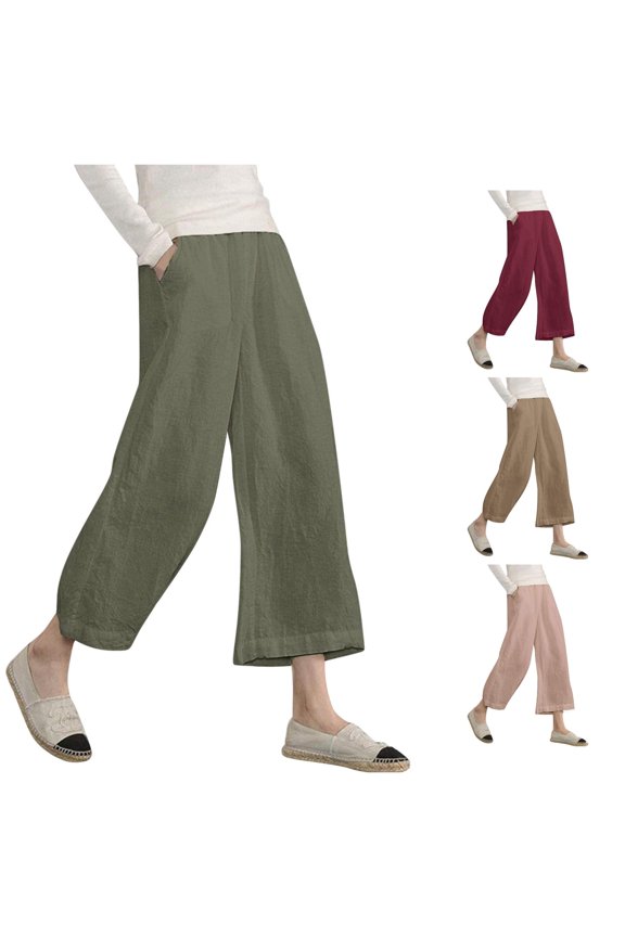 Women's Casual Loose Elastic Waist Trousers Point Wide Leg Pants Casual Pants for Women for Work plus Size M