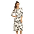 thumbnail image 1 of Women's Casual Loose Fit 3/4 Sleeve Jersey Knit A-Line Polka Midi Dress, 1 of 3