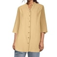 thumbnail image 1 of Women's Casual Loose Fit 3/4 Sleeve Linen Shirt Stylish Breathable Summer Top For Everyday Wear, 1 of 1