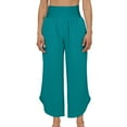 thumbnail image 1 of Women's Casual Loose Fit Cropped Pants with Pockets - Mid Rise for Yoga, Sports & Dining - Easy Wash Summer Wear, 1 of 3