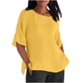 thumbnail image 1 of Women's Casual Loose Fit Half Long Sleeve Solid Blouse Top Comfortable Breathable Soft Stretch Daily Wear T-Shirt, 1 of 2