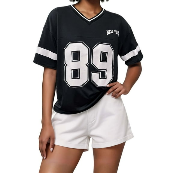 Trendy Women's Loose Fit Letter Print Short Sleeve T-Shirt - Casual Style for Everyday Wear and Effortless Fashion Statement
