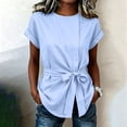 thumbnail image 1 of Women's Casual Loose Fit Linen Short Sleeve Round Neck Summer Top, 1 of 8