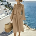 thumbnail image 1 of Women's Casual Loose Fit Long Sleeve Dress with Pockets Round Neck Comfortable Everyday Wear, 1 of 7