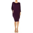 thumbnail image 1 of Women's Casual Loose Fit Long Sleeves Dolman Style Solid Midi Dress, 1 of 7
